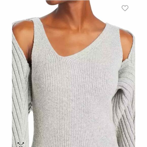 LVIR Merino Wool Cashmere Ribbed Midi Sweater Dress Size Medium Gray - Picture 10 of 10